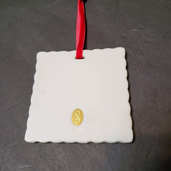 Porcelain Holiday Ornament, Oh Christmas Tree, Red White Glitter, SCF MVP Group - Picture 6 of 8